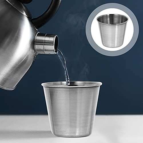 Хемотон еспресо k чаши 4 парчиња не'рѓосувачки челик чаши метални чаши нераскинливи чаши за пиење вода вода тамбли за кафе, чаши за