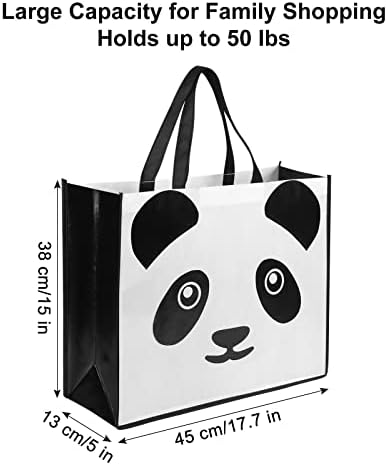 Nymphfable 4 парчиња неткаени торби за купување панда торбички торбички за намирници за намирници