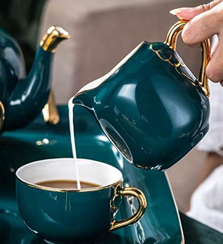 Lepsjgc керамички кафе чај сет нордиски цртеж злато зелено кафе сад за млеко бокал сад сад сад фиока сет дома попладневен чај сет