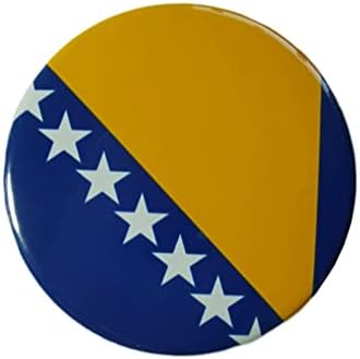 Vmcoatdu Round Bosnia и Herzegovina знаме меѓународно патување големи пинови легура за пренесување на топлина, направено метален сувенир за ранец