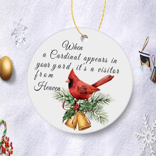 Кардинален Божиќен украс 2021 година Кога во вашиот двор се појавува кардинал, тоа е посетител од небесен празник керамички чувар 3in рамен