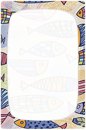 Кигаи цртан филм риби опремени чаршафи за бебешки креветчиња за момчиња и девојчиња, 27 '' x 39 '' мекото дишење унисекс -креветчето