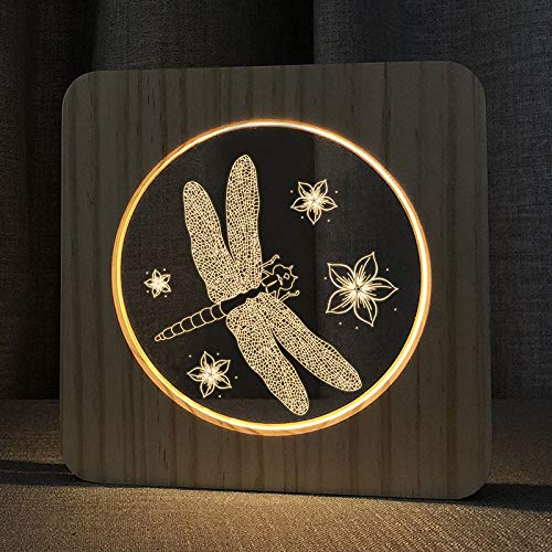 XDG Змеј и цвет 3Д дрвена ламба предводена ноќна светлина декорација на домашни простории креативни табели за деца подарок