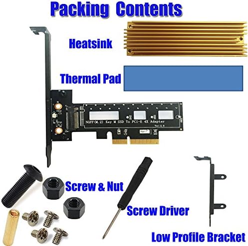 Двојна M.2 SSD NVME или SATA до PCI-E 3.0 x 4 Контролер на домаќинот Експанзија картичка со заграда со низок профил и загревање за