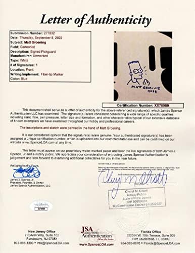 Matt Groening потпишана автограм со целосна големина Fender Telecaster Guitar W/Original Art Bart Simpson Sketch w/James Spence автентикација