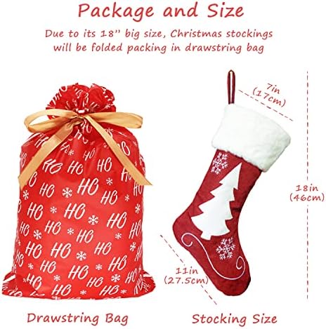 Некое ＆ o Големи божиќни чорапи сет од 4 парчиња - 18 Големи Божиќни чорапи Декорација Дедо Снежан ирваси за Божиќни порибници