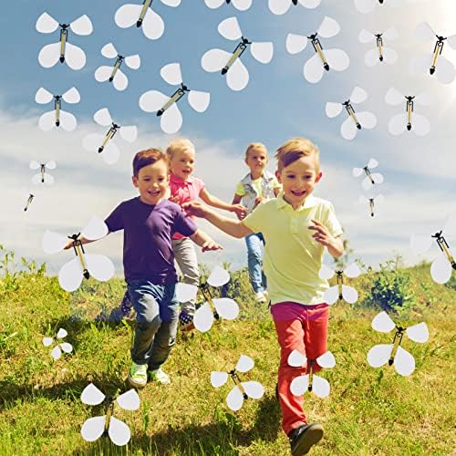 Boumusoe 10 пакувања магична играчка за летање, бели летачки пеперутки со табла од 5 парчиња насликани на крилјата на пеперутката