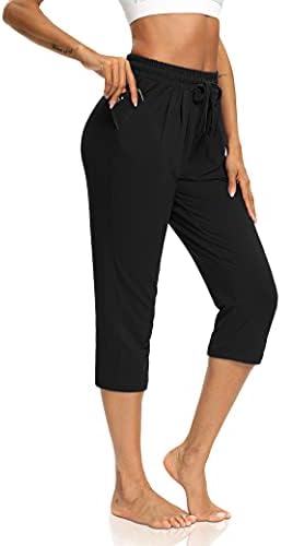 Dibaolong женски капри панталони лабава јога панталони широки нозе за тренингот џогерс удобни дневни пижами џемпери со џебови