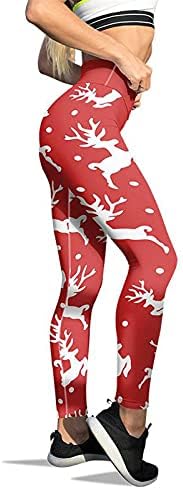 Грдите Божиќни хеланки со високи половини, женски плус големина хеланки елк елени кревање атлетска салата фитнес јога панталони