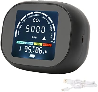 Инфрацрвен CO2 метар Висока точност јасен дисплеј Компактен инфрацрвен термометар хигрометар со алармна функција за домашна канцеларија.