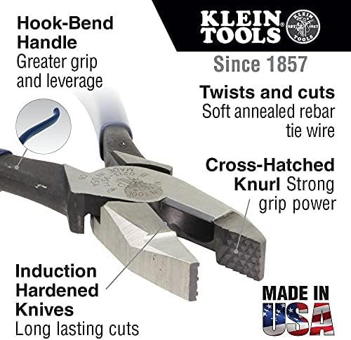 Klein Tools D201-7CST Ironworker Pliers & 27400 Tie Wire Reel, лесен алуминиум, лева рака и десна рака со копче за премотување