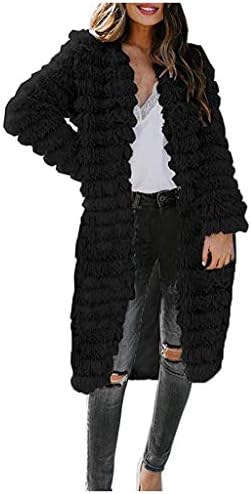 Палто со црни ров, убави домашни џемпери за жени со долг ракав Божиќни влезови нејасни цврсти вклопки