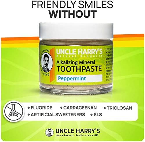 Пастата за заби на чичко Хари, реминерализирана паста за заби | Природното белење паста за заби го освежува здивот и промовира емајл | Веганска флуорид бесплатна па?