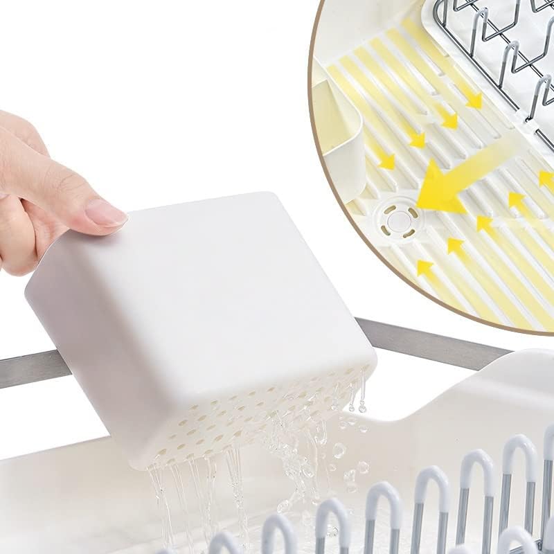 Xwozydr бела прилагодлива кујнска кујна кујнски садови за садови плочи за садови за сушење организатор за сушење прибор за јадење