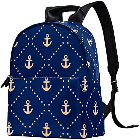 TBOUOBT кожен ранец за патувања со лесен лаптоп лесен ранец за жени мажи, морнарица сино златно сидро