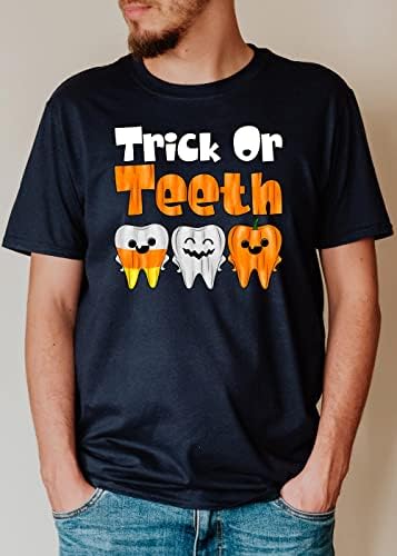 Трик или кошула за заби, стоматолог за Ноќта на вештерките, мета за стоматолошки состав, подарок за стоматолошка кошула, подарок за