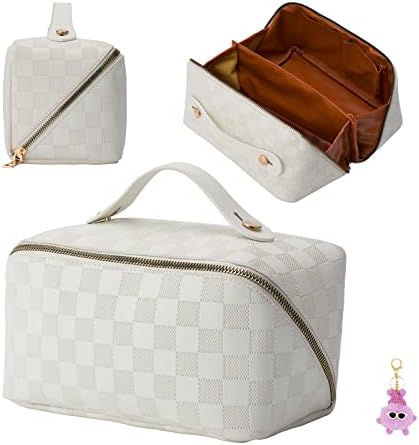 Козметичка торба Хекста - проверете ја шемата козметичка кеса - водоотпорна пренослива торба за нега на кожа-козметичка торба со голем