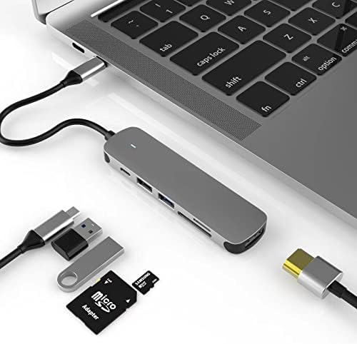 USB C HUB, USB C Адаптер 6 во 1 СО USB 3.0, 4K-HDMI, USB C Конекција/PD, Sd/TF Читач На Картички, Приклучна Станица Компатибилна Со Macbook