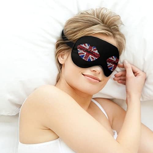 Знаме На велика Британија Кармин Усни Маска За Очи За Спиење Затемнување Ноќно Врзување Со Прилагодлив Ремен За Мажи Жени Патуваат Јога