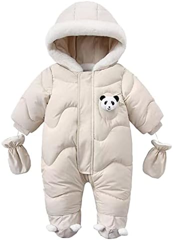 Кагајд бебе јакна палто за новороденчиња девојчиња зимски задебелен палто цртан филм панда со качулка со качулка со мало момче снег