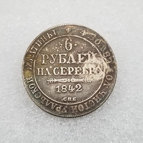 AVCITY Антички Ракотворби 1842 Месинг Сребро-Позлатени Да Се Направи Стариот Сребрен Долар Сребро Тркалезна Големо Странски Монета
