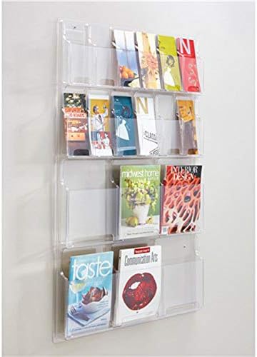 SAFCO Откријте пластична литература за монтирање на канцеларијата за приказ со 6 списанија и 12 џебови на држачи за памфлет и хардвер за