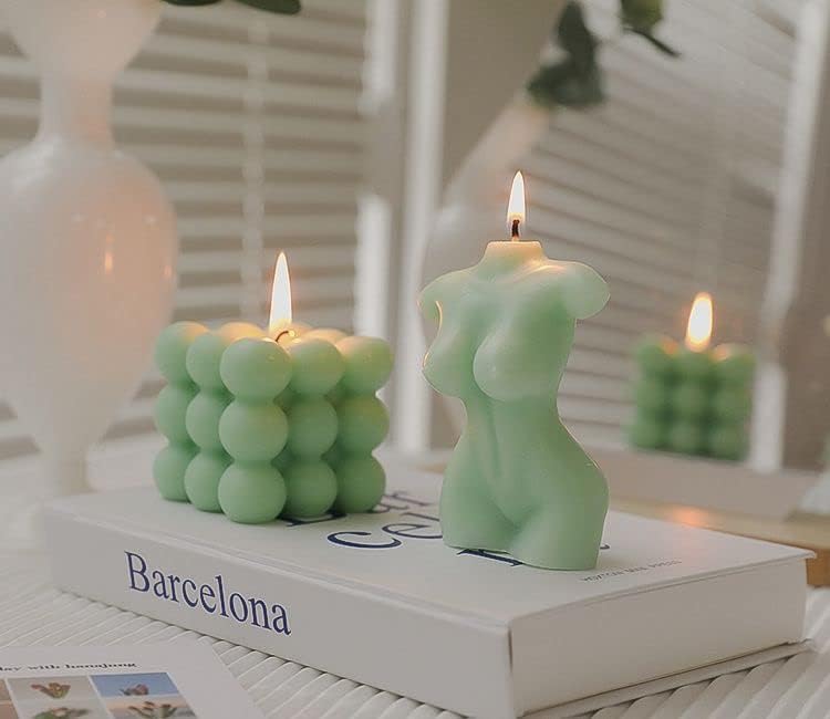 2 парчиња зелена и виолетова рачна работа уметност магија коцка миризлива свеќа за спа -јога релаксирачки медитација