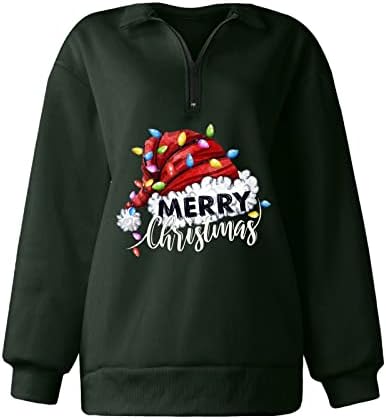 Среќни божиќни џемпери пулвер за жени, дами тинејџери девојки Божиќни графички печати кошула зимски трендовски врвови палта