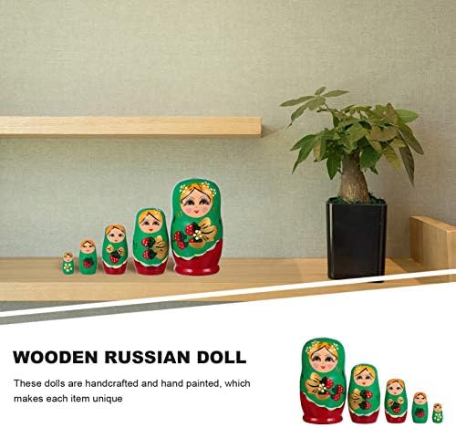 Иптебоом кукла 1 сет од 5 парчиња кукли за гнездење, руски кукли за гнездење дрво редење на дрва вгнездени сет руски кукли редење кукли едукативни играчки за деца, зе