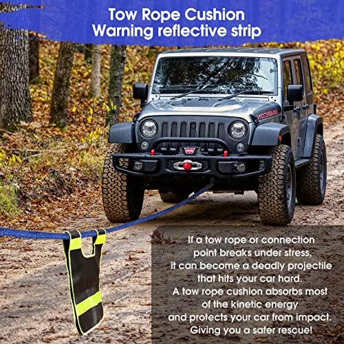 Kaizonpot Kinetic Recovery Rope, 1 x30ft влечен јаже 33000 bs Breaking Chally за камиони Off-Road UTV, ATV, Jeep, Tractor, Kinetic