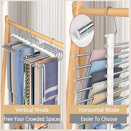 HOIBAMPU 2 PCS Надградба на 9 слоеви Панталони закачалки за заштеда на простор - закачалки за организатор на закачалка за облека -