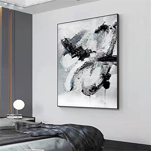 Liruxun со голема големина апстрактна црно -бела пејзаж текстура artидна уметност слика апстрактно масло за сликање дома