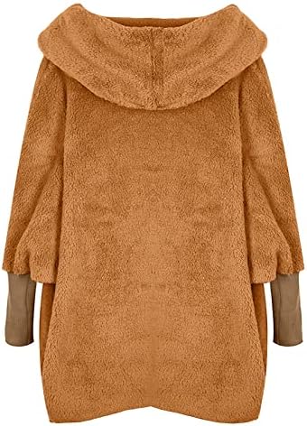 Nokmopo женски палта Зимска женска есен/зимска мода цврста боја со долга ракав плишана топла качулка јакна