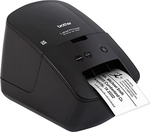 Печатач за етикети за етикети Brother QL -600, црна - жична USB конекција - ширина до 2,4 и 44 етикети во минута брзина на печатење, 300 x 600