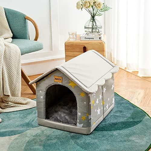 Iupиупети пријатна куќа за миленичиња, куќа за миленичиња во затворено/отворено, l големина за мачка и средно куче, топла пештера за