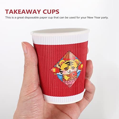 Абоофан чаши за еднократна употреба кафе црвено кафе чаши 20 парчиња мулти-хартиени чаши Нова година во стил хартија чаши за еднократна употреба