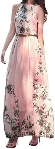 Фустан од вратот на Miashui V за жени лето женско лето боемско печатење шифон фустан со долга фустан фустан за жени помлад
