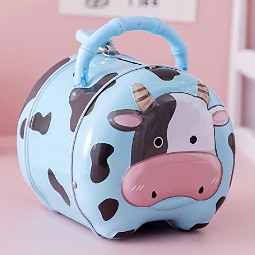 Wishkey симпатична атрактивна цртана филмска крава во форма на глувче, свинче банка со безбедносно заклучување и клучеви за деца за