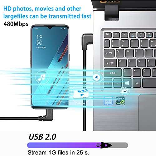 Gelrhonr десен лев агол USB тип Ц кабел, 90 степени 18W брзо полнење USB A на USB C кабел