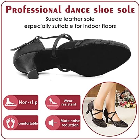 VCIXXVCE Women'sенски блиски нозе во сала за танцување Сатен латински салса салса танцувачки чевли, модел YC-117