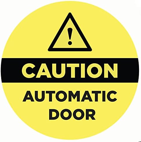 Умни знаци 4-пакувања Внимание Автоматски декорации за врата за стаклена врата, двострани, налепници за автоматска врата, 6 инчи