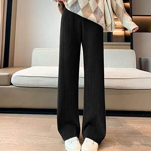 Massionените модни широки панталони со нозе со високи половини удобни ткаенини од ткаенини палацо панталони јуниори салон одблесоци панталони долги