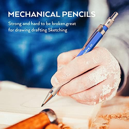 Nicpro Mechanical Carpenter моливи постави 2,0 mm, алатка за пискап на карбид со 36 олово за олово за полнење црни и бои, бришачи, острилка
