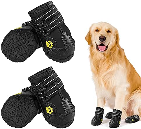 Чизми за кучиња Mzlvspet, водоотпорни чизми за кучиња, кучиња чизми со анти-лизгачки рефлексивни ленти, чевли за кучиња на отворено за средни