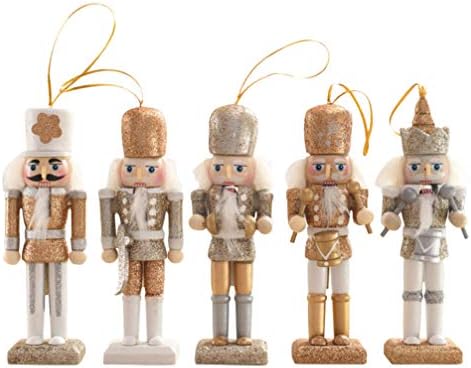 Sewiroro 5 парчиња дрвена оревчеста виси украси Божиќни оревци украси оревчери куклена куклена