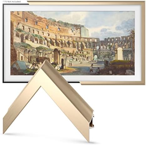 Деко ТВ рамки за легури на легури - бледо злато рамка компатибилен само со ТВ Samsung The Frame