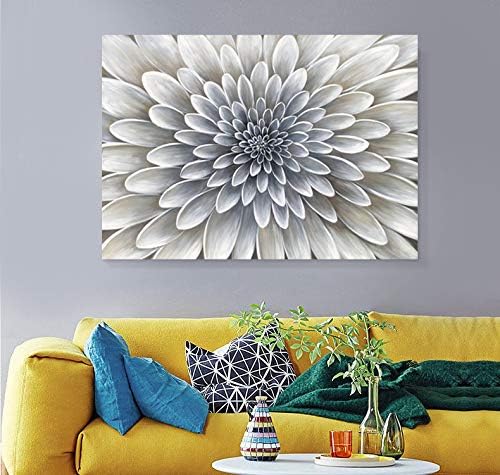 Yihui Arts Бело цвеќе платно wallидно уметноста сликарство рачно насликано цветно платно слики естетски ботанички уметнички дела за спална