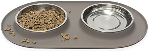 Мешави мачки со двојно фидер за силикони со чинија во форма на чинија со чинија | Анти-лизгачки чаши за храна за мачки без лизгање | Две чинии