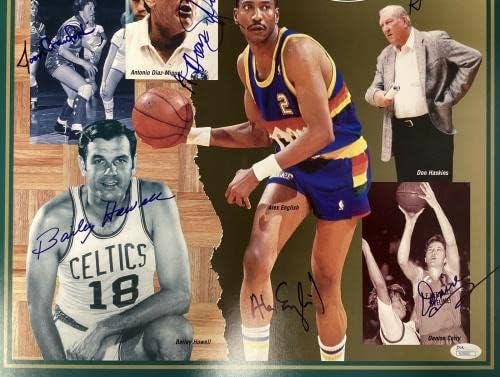 1997 Кошарка HOF Enshrinement потпишан постер 30x23 Бејли Хауел Авто +6 ЈСА - Автограмирани НБА фотографии