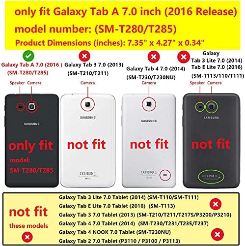 Случај UUcovers За Samsung Galaxy Tab Таблета од 7,0 инчи SM-T280/T285 Со Џебови За Картички Со Држач ЗА Моливи Pu Кожен Држач